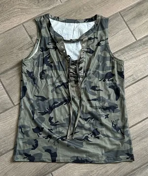 Camouflage Lace-Up Tank Top thumbnail 1