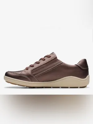 Clarks Women’s Metallic Bronze Low-Top Sneaker with Side Zip Size 8.5 thumbnail 2
