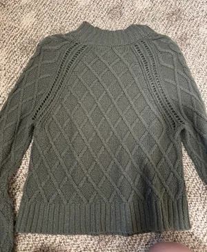 American Eagle Army Green Cropped Sweater thumbnail 1