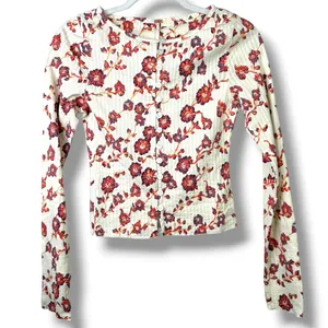 NEW Free People Tilly Tea Combo Ivory Floral Button Cotton Long Sleeve Top XS thumbnail 5