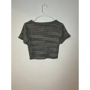 Madewell Multicolor Short Sleeve Space-Dye Brightside Rib V-Neck Crop Tee Sz M thumbnail 3