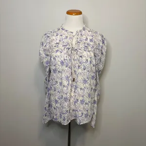 Anthropologie Bishop+Young Floral Sydney Blouse Front Ties Flowy Peasant‎ Top XS thumbnail 2