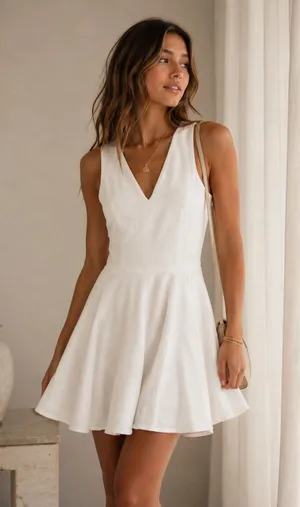 Joie Cream Sleeveless Fit & Flare Mini Dress Womens S Bridal Winter White Preppy thumbnail 1
