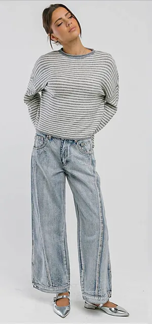 Bohme Kadie High Rise Baggy Jeans Light Wash Size Small NWT Button Cuff Rigid thumbnail 1