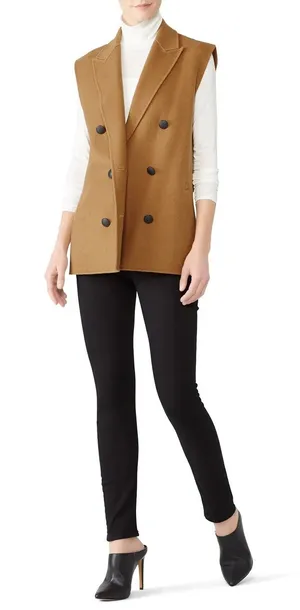 Rag‎ & Bone Women Pearson Vest Camel Wool Double Breasted Belted Sleeveless Coat thumbnail 1