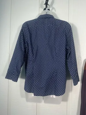 Lauren Ralph Lauren Blue and White Polka Dot Top Size Large EUC thumbnail 7