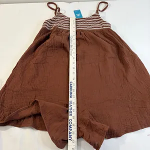 Cupshe Brown Gauze Smocked Romper Embroidered Bohi Summer‎ Beach Jumpsuit NEW thumbnail 13