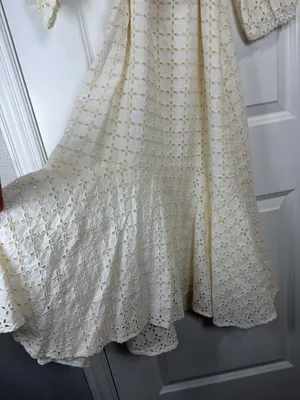Maeve by Anthropologie White Eyelet Linen Belted Maxi Dress thumbnail 8