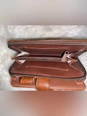 Brown Woven Leather Wallet with Tassel Accent thumbnail 4