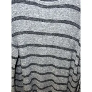 Free People Striped Knit Pullover Sweater Sz XS Gray Loose Boho Oversized thumbnail 4