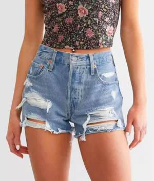 Levi's Denim Shorts Women 24 Blue 501 Original High Rise Distressed Cut Off thumbnail 1