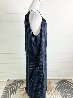 J. Crew Navy Polka Dot Maxi Slip Cotton Dress Size L thumbnail 4