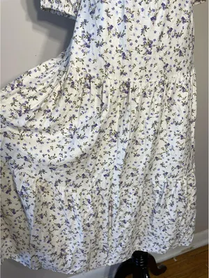MINKPINK Hailey Floral Puff Sleeve Cutout Midi Dress Sz M thumbnail 7