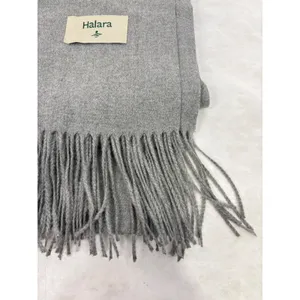 Halara Gray Oversized Fringed Scarf Soft Winter Shawl Wrap Heather Grey thumbnail 3
