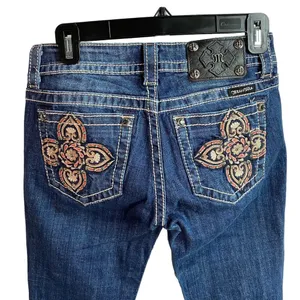 Miss Me Jeans Womens‎ Size 26 skinny cut Denim Embroidered Flower Pockets thumbnail 2