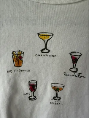 PS/LA White Cotton Crop T-Shirt with Cocktail Glass Print, Size M thumbnail 4