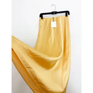 NWT Zara Yellow Marigold Satin Midi Skirt Size Small Pullon Bias Cut 8160/399 thumbnail 10