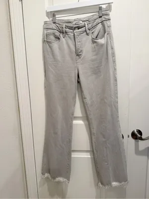 GOOD AMERICAN Good Legs Crop Mini Boot Jeans Amulet003 Grey Wash 6/28 Fray Hem thumbnail 5