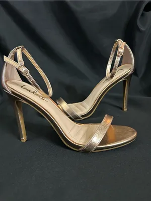 Lulu's Rose Gold Strappy Ankle-Strap Spiked Heels SZ 8.5 thumbnail 3