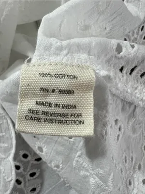Studio West 100% Cotton Eyelet Swiss Dot Boho Peasant Blouse M White thumbnail 5