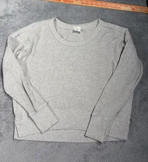 aerie offline Light Gray Ribbed Crewneck long sleeve shirt XXS thumbnail 1