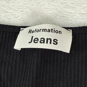 Reformation‎ Jeans Womens Black Ribbed Keyhole Bell Sleeve Mini Dress Size S USA thumbnail 2