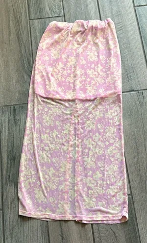 Le lis pink floral mesh skirt thumbnail 1