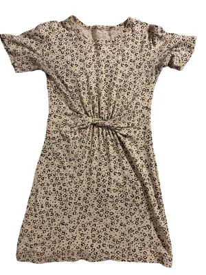 Aerie Beige Leopard Knot-Front Tee Dress thumbnail 1
