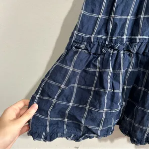 Anthropologie Magali Pascal Ruffled Linen Midi Dress Windowpane Large Wedding thumbnail 2