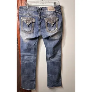 Vigoss The New York Bootcut Jeans Medium Wash Sequin Embroidered Flap Pocket 32 thumbnail 2