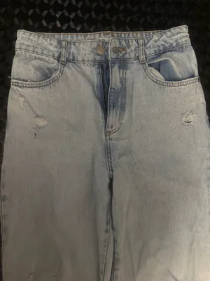 {ZARA} Full Length Distressed Wide Leg Jeans thumbnail 4
