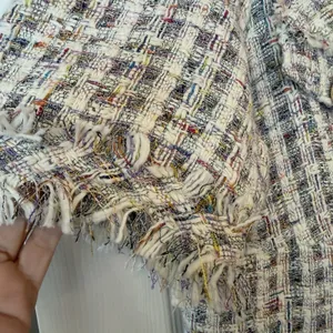 POL Tweed Dress LG White Colorful Plaid Fringe Button Detail Business Dressy‎ thumbnail 4