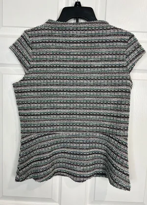 Ann Taylor Factory Women's Peplum Top Multicolor Tweed Knit Short Sleeve - Med thumbnail 1