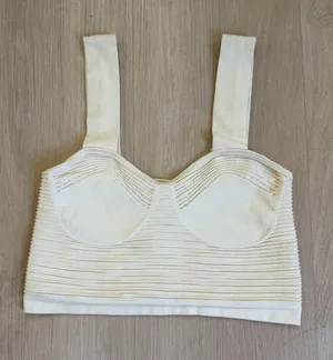 Sincerely Jules Cream Ribbed Crop Top Size Medium NWT thumbnail 1