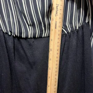 Popovitch Vintage Striped Sheer Top Midi Dress Black White‎ Gold Button Size 10 thumbnail 8