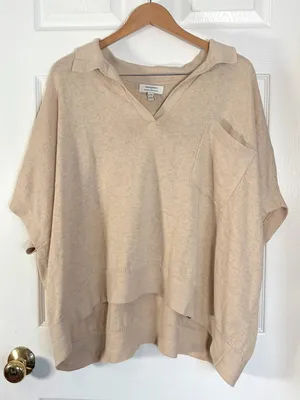 Banana Republic Oversized Johnny-Collar Sweater XL/XXL Cotton Linen Blend thumbnail 2