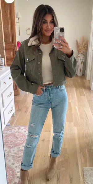 These Three Boutique Olive Corduroy Jacket thumbnail 1