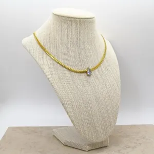 Gold Chain Necklace with Teardrop Crystal thumbnail 3