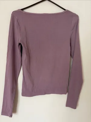 Aritzia TNA Homestretch mauve square neck long sleeve top thumbnail 2