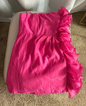 Strapless Ruffle Dress Pink Size M thumbnail 1