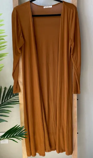 Heart Hips Long Open Draped Cardigan - Rust Brown thumbnail 1