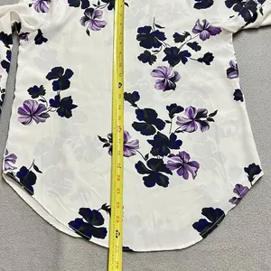 Tahari T Womens Floral Blouse Purple Navy White Long Sleeve Top Size‎ 4 Workwear thumbnail 7