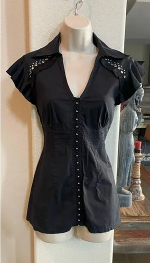 Pepe Jeans NWOT London funky blouse. Sz M thumbnail 1
