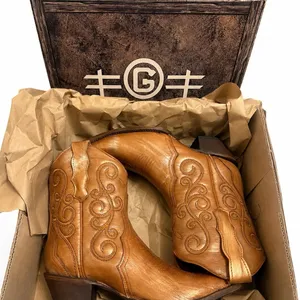 NIB Circle G Corral L6235 Women’s 8 Shedron Honey Brown Leather Ankle Boots NEW thumbnail 1