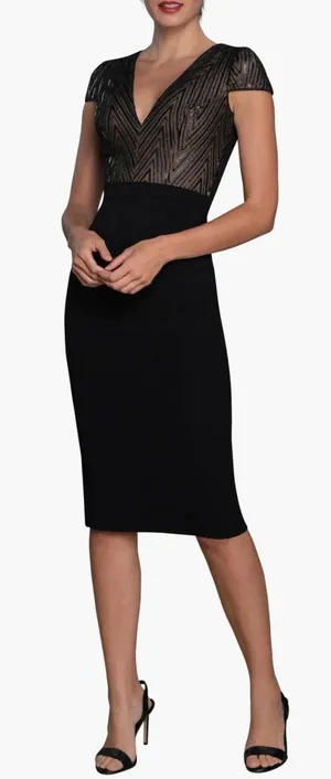 NEW Dress The Population Ivy Sheath Midi Dress Black Size XXS thumbnail 1