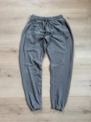 Gymshark gray logo cuffed jogger sweatpants size small thumbnail 3