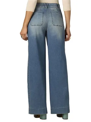 WIT & WISDOM ab solution luxe touch BLUE HIGH RISE PATCH POCKET WIDE LEG JEAN Size 10P thumbnail 2
