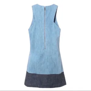 Alice + Olivia Chambray Linen Shift Dress Size XS Blue thumbnail 9