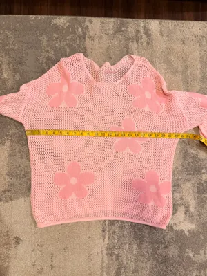 Source Unknown Women’s Pink Floral Open-Knit Sweater thumbnail 5