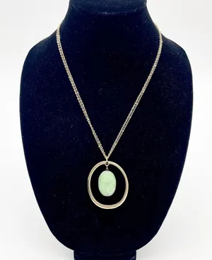 Massini Womens Necklace Earrings Set Green‎ Stone Gold Boho Statement Jewelry thumbnail 1